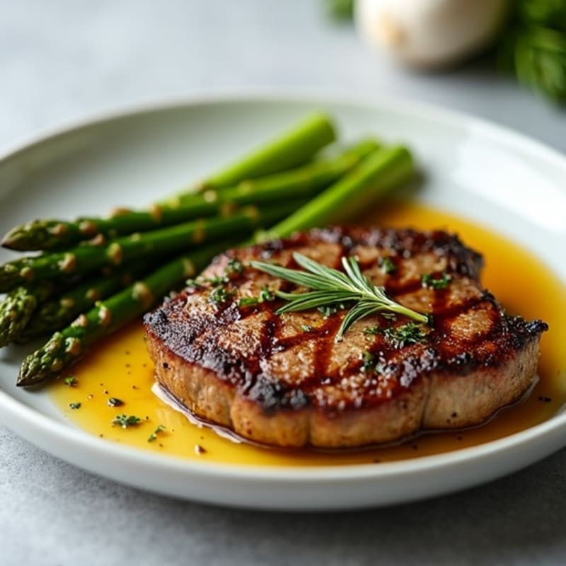 Steak with Roasted Asparagus and Garlic Herbs