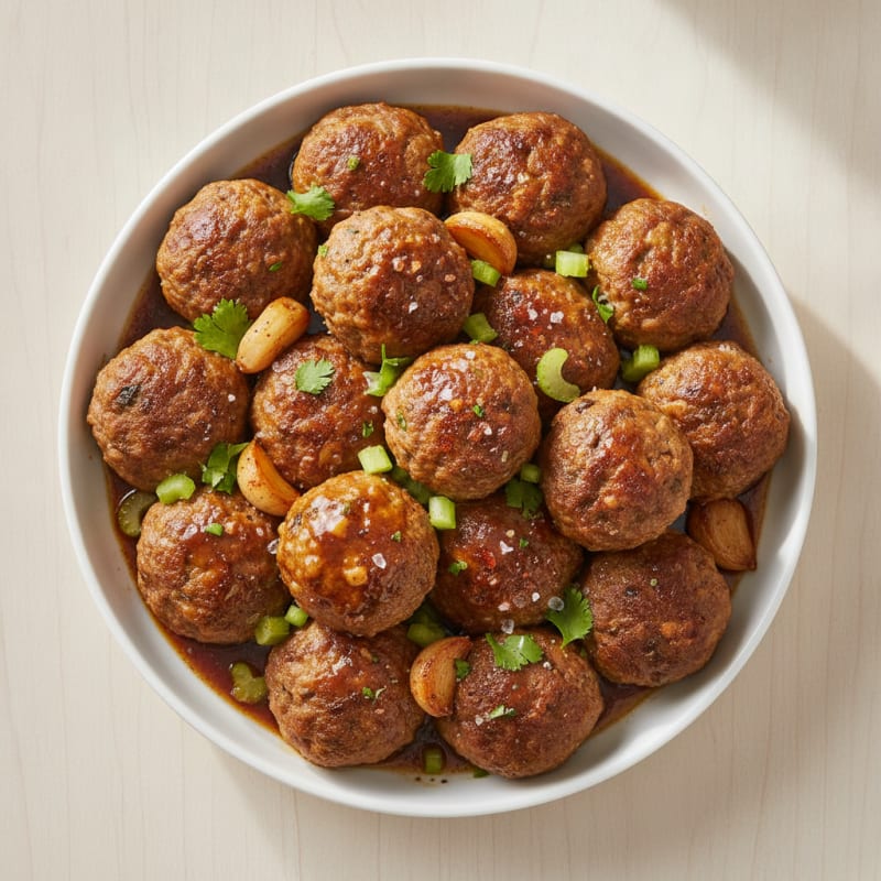 Garlic-Cumin Beef & Portobello Meatballs