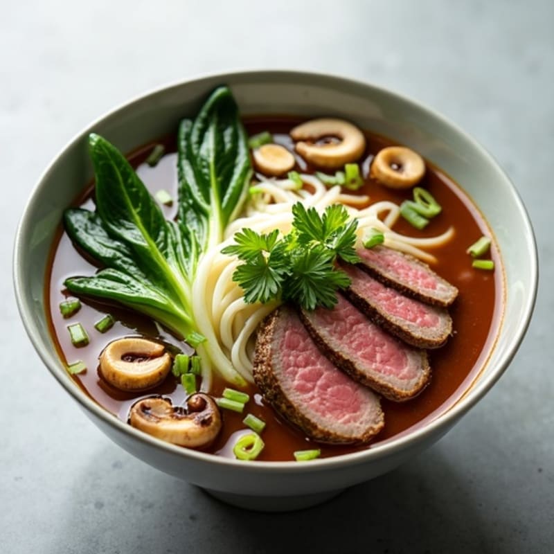 Lean Beef and Aromatic Broth with Rice Noodles and Fresh Herbs