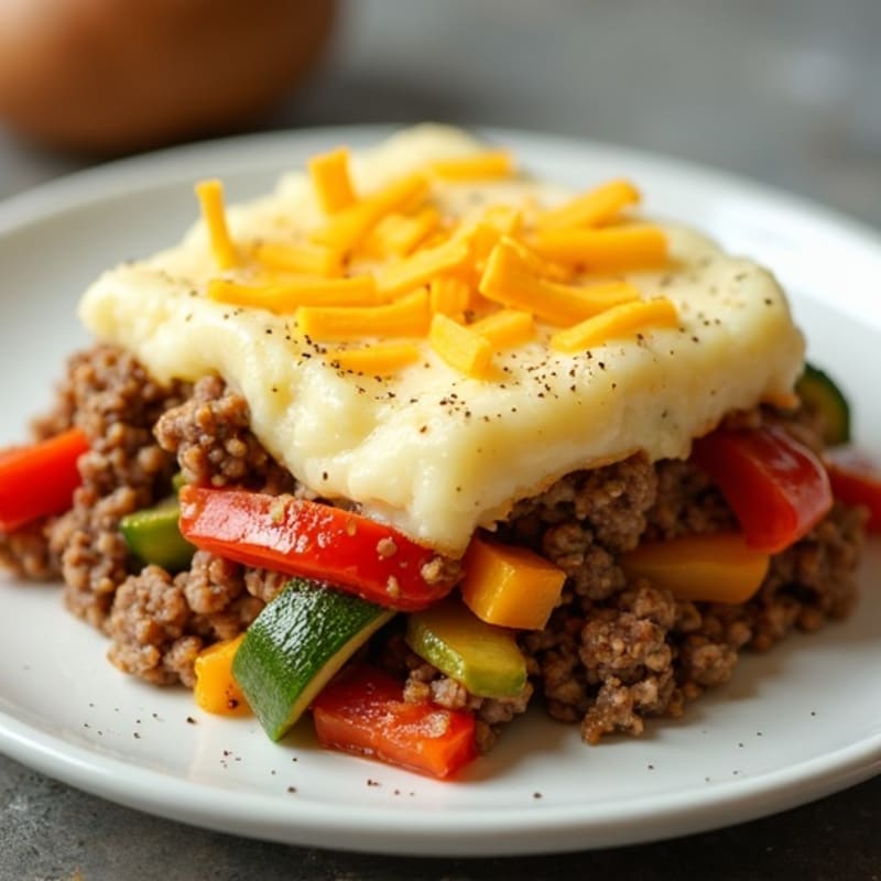 Savory Ground Beef and Vegetable Bake with Creamy Potato Topping