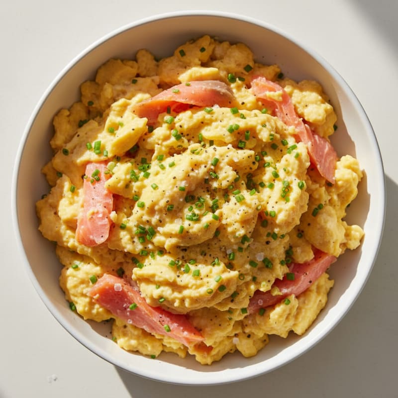 Smoked Salmon Scrambled Eggs with Chives