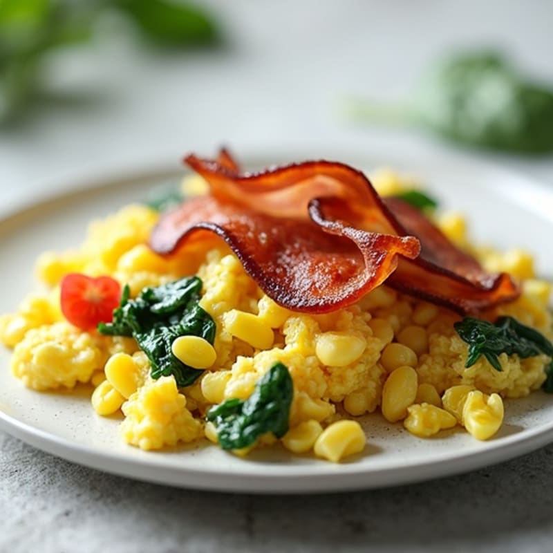 Egg White Scramble with Spinach and Turkey Bacon