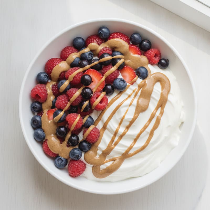 Silky Greek Yogurt Protein Bowl with Mixed Berries and Almond Butter