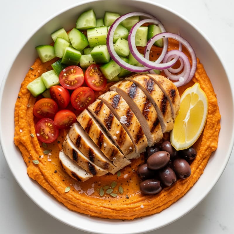 Roasted Red Pepper Hummus Bowl