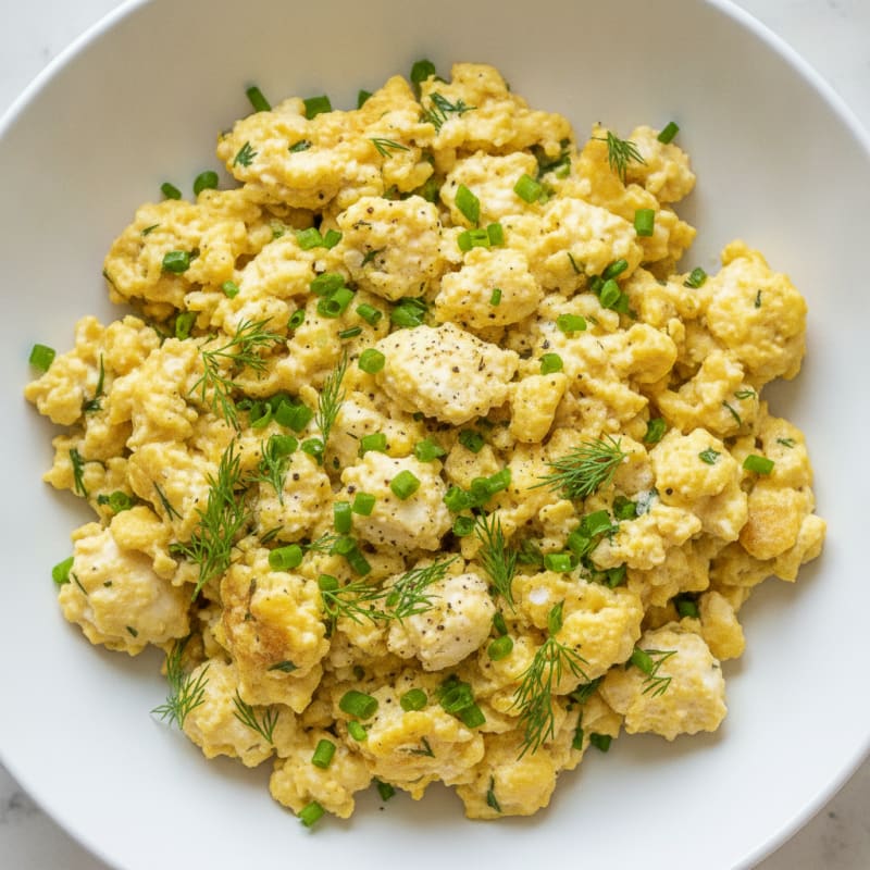 Herby Scrambled Eggs with Cottage Cheese