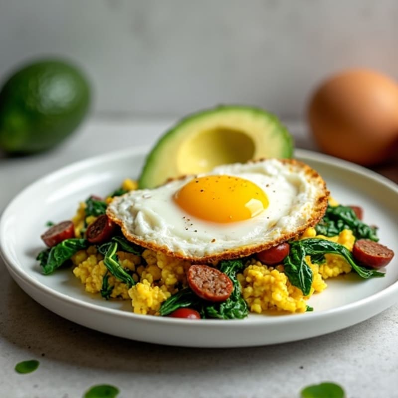 Egg White and Turkey Sausage Scramble with Spinach
