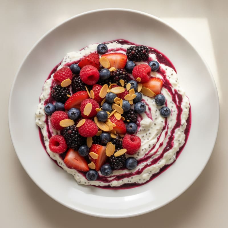 Silky Greek Yogurt Protein Pudding with Mixed Berries
