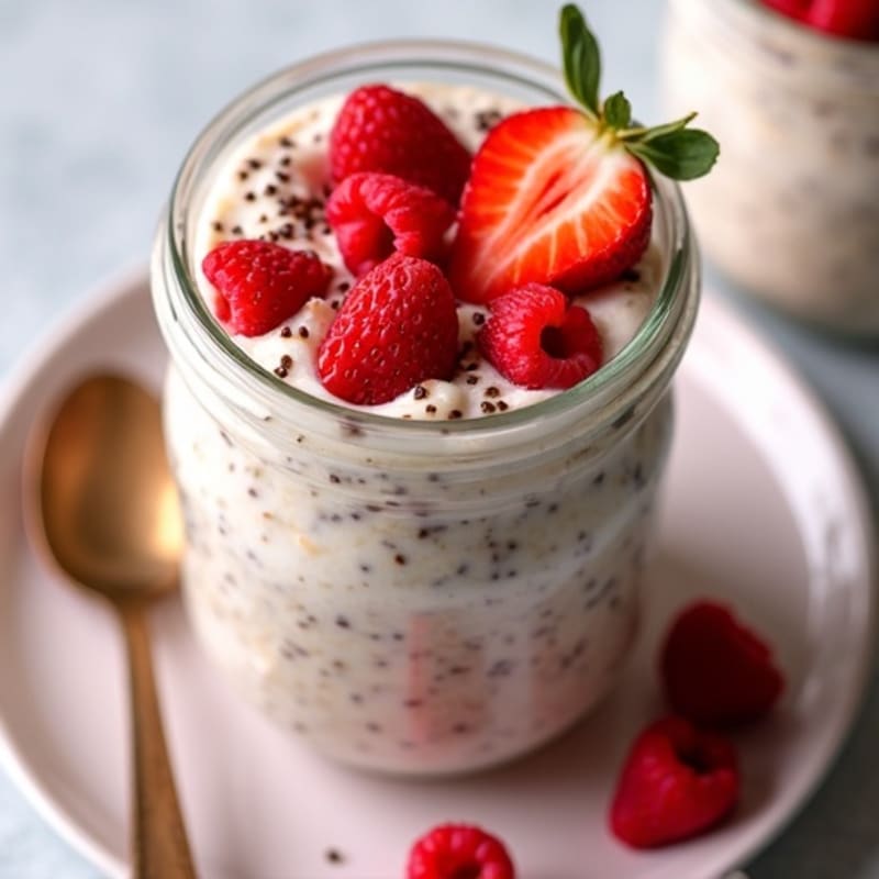 Protein-Packed Creamy Strawberry Overnight Oats