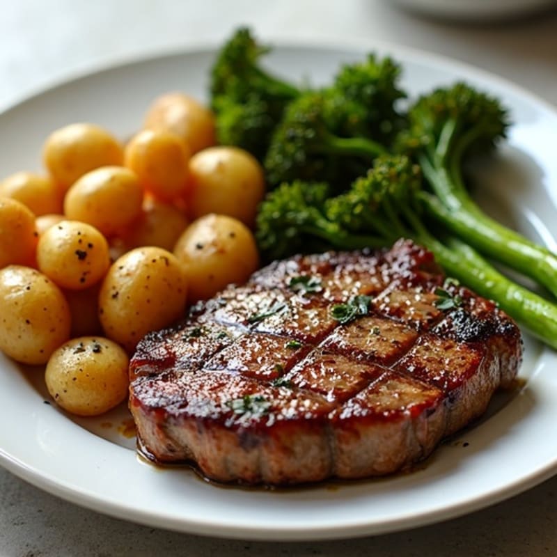 Roasted Steak with Crispy Potatoes and Roasted Broccolini