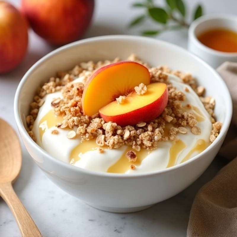 Sweet Peach Oat Crumble with Creamy Yogurt