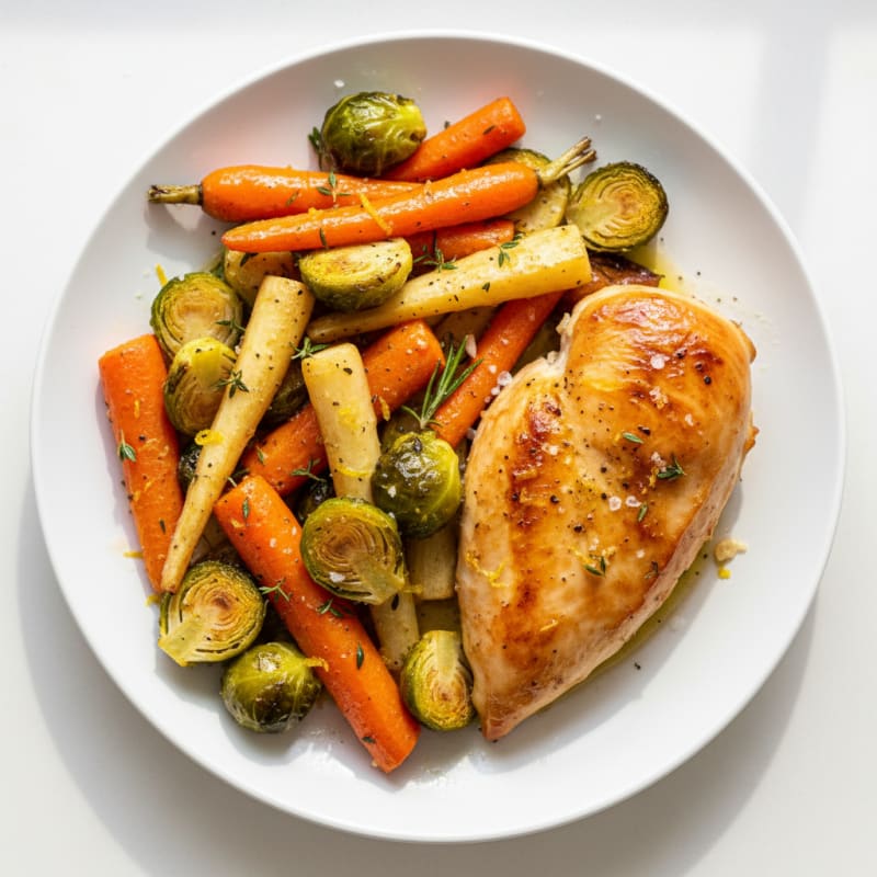 Baked Lemon Herb Chicken with Roasted Root Vegetables
