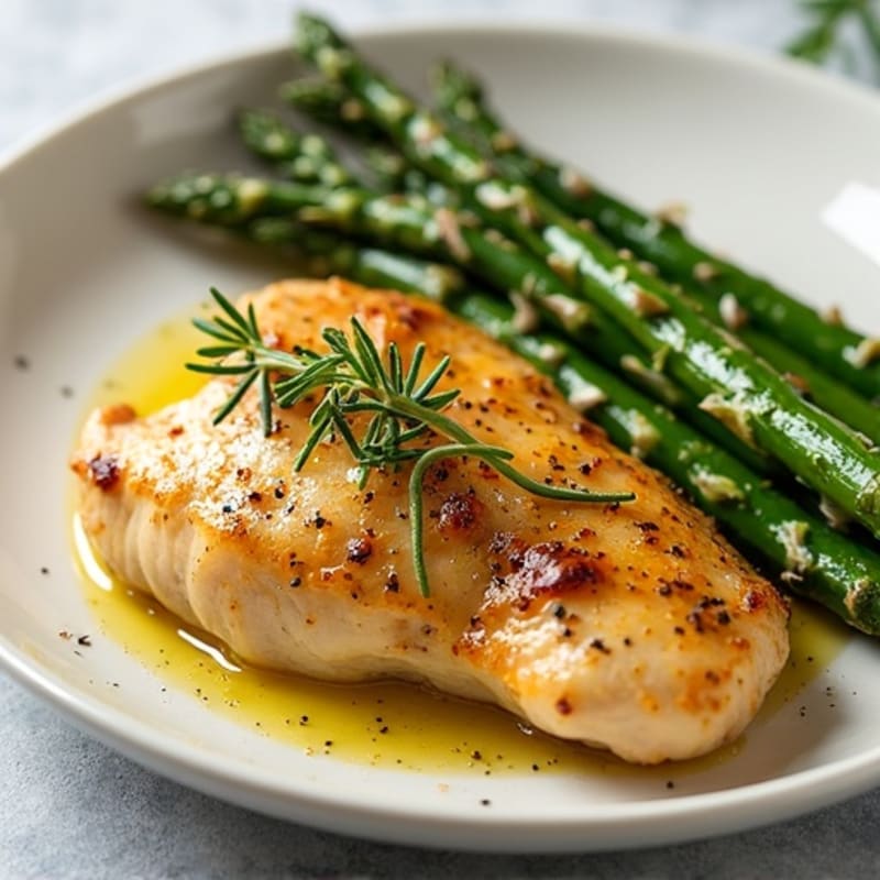 Lemon Herb Roasted Chicken with Crispy Roasted Asparagus