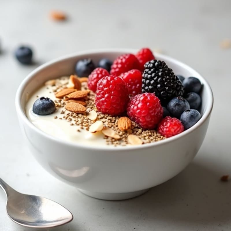 Creamy Greek Yogurt Bowl with Mixed Berries and Hemp Seeds