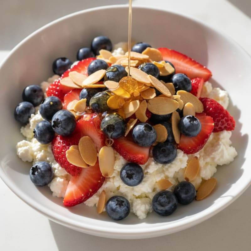 Cottage Cheese and Berry Protein Bowl with Almonds