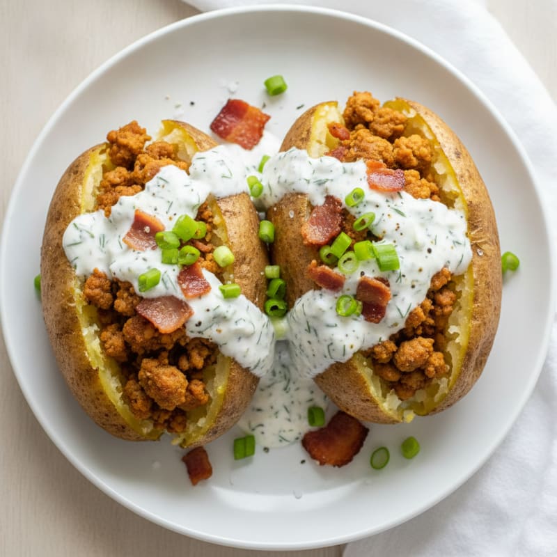 Loaded Ranch Baked Potatoes with Bacon