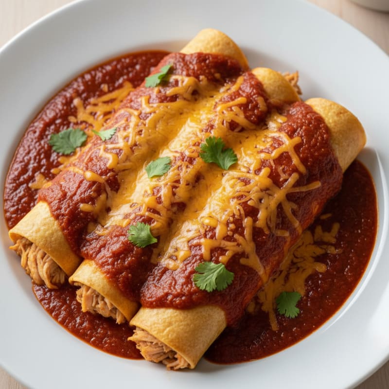 Chicken Enchiladas with Red Chili Sauce