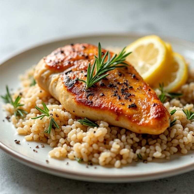 Herb-Roasted Chicken with Fluffy Brown Rice
