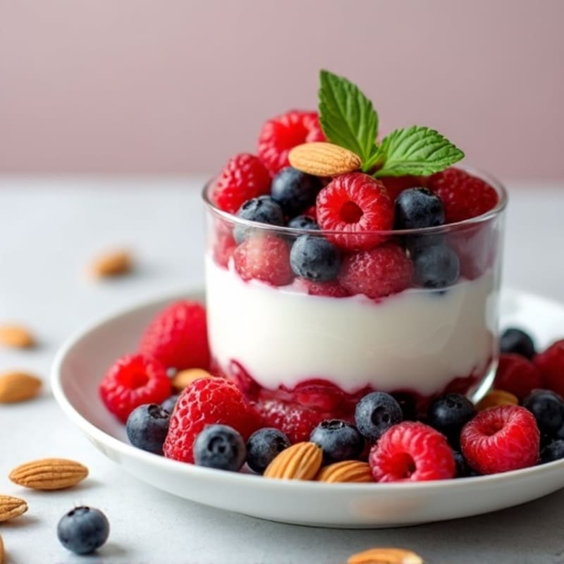 Greek Yogurt Protein Parfait with Mixed Berries and Almonds