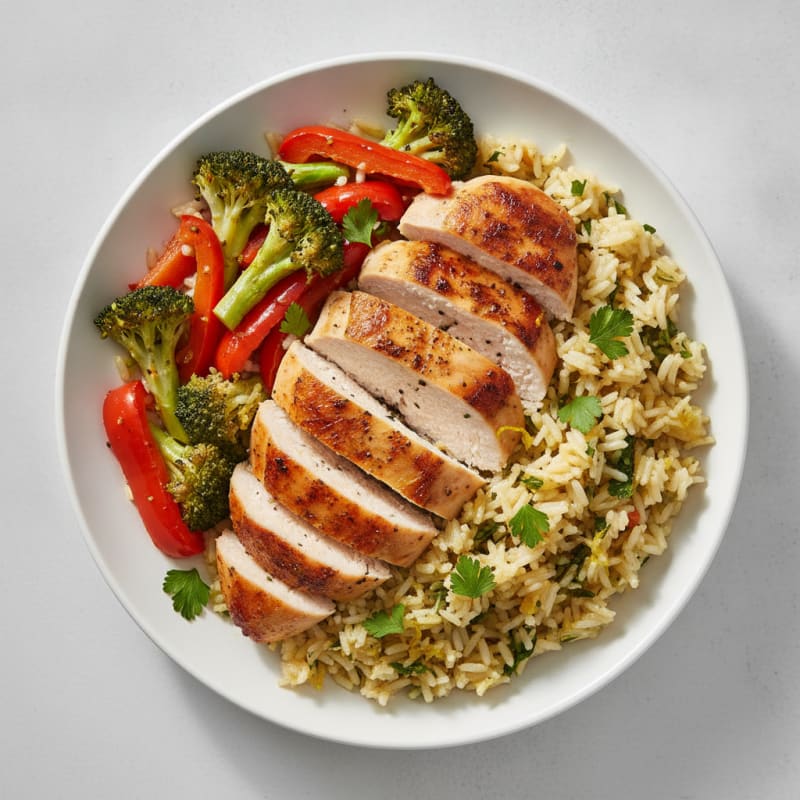 Lemon Herb Rice Pilaf with Roasted Chicken and Vegetables
