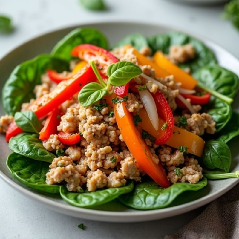 Lean Ground Turkey and Bell Pepper Skillet with Fresh Spinach