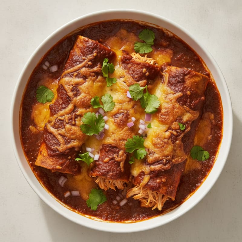 Chicken Enchiladas with Ancho Chili Sauce