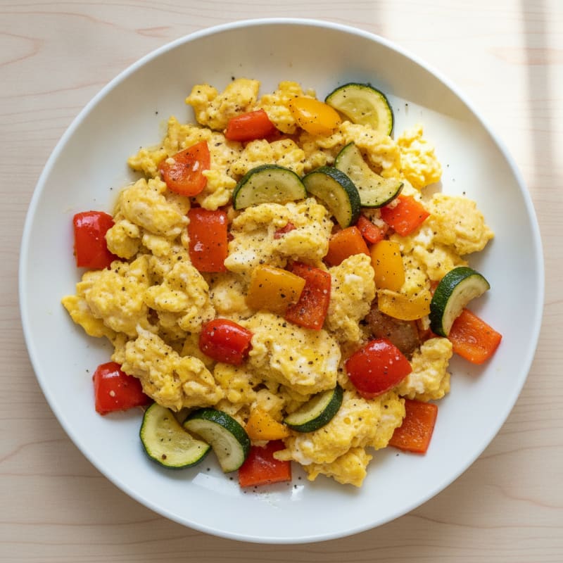 Hearty Scrambled Eggs with Roasted Vegetables