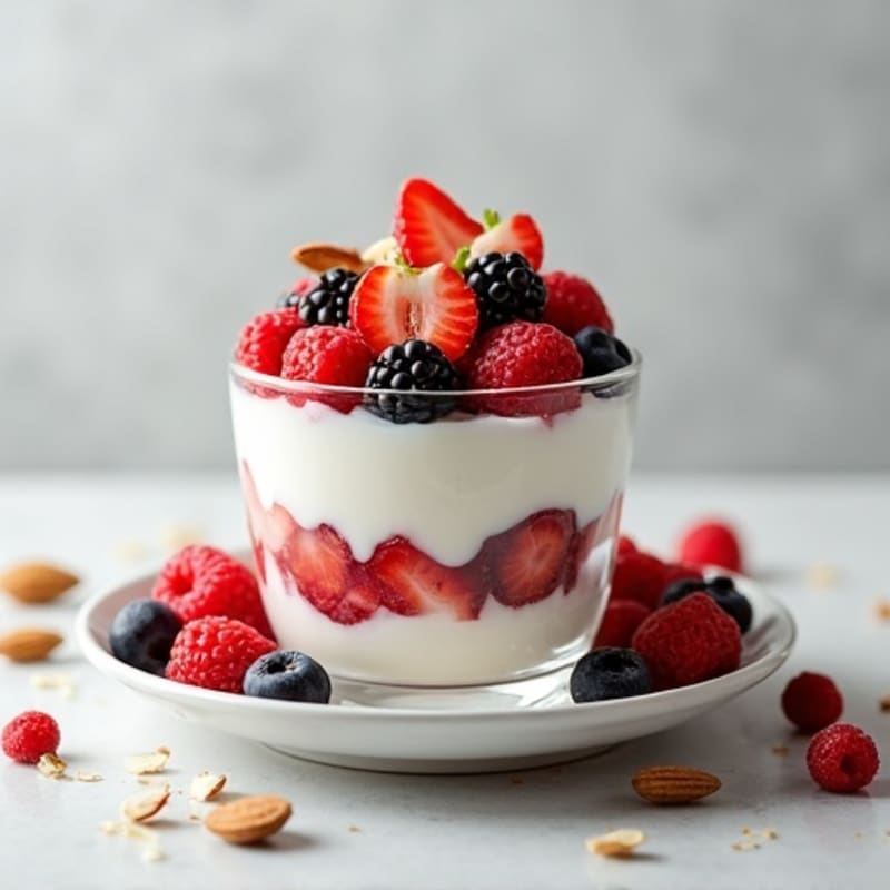 Creamy Greek Yogurt Parfait with Berries and Almonds