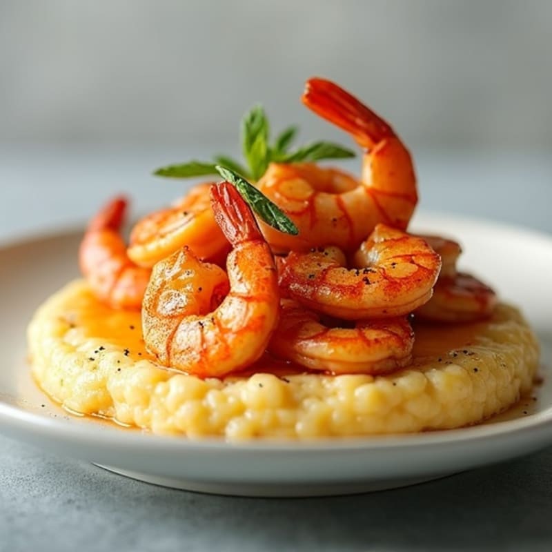 Spicy Pan-Seared Shrimp with Creamy Grits