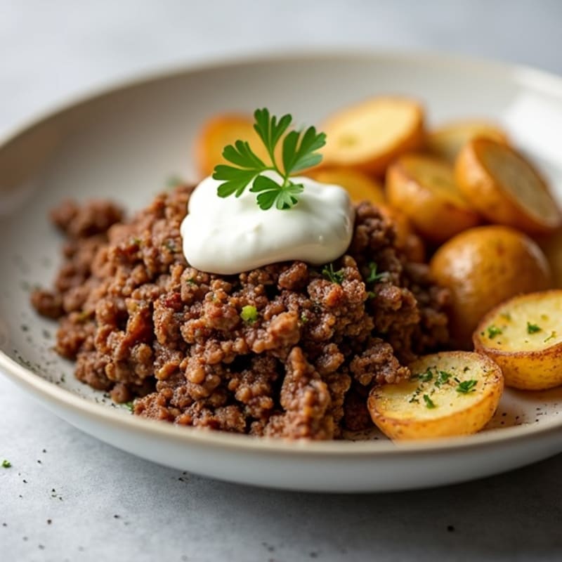 Lean Ground Beef and Crispy Roasted Potatoes