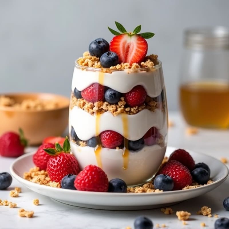 Greek Yogurt Protein Parfait with Mixed Berries