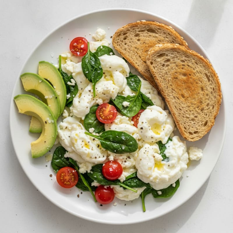 Fluffy Egg White Scramble with Spinach