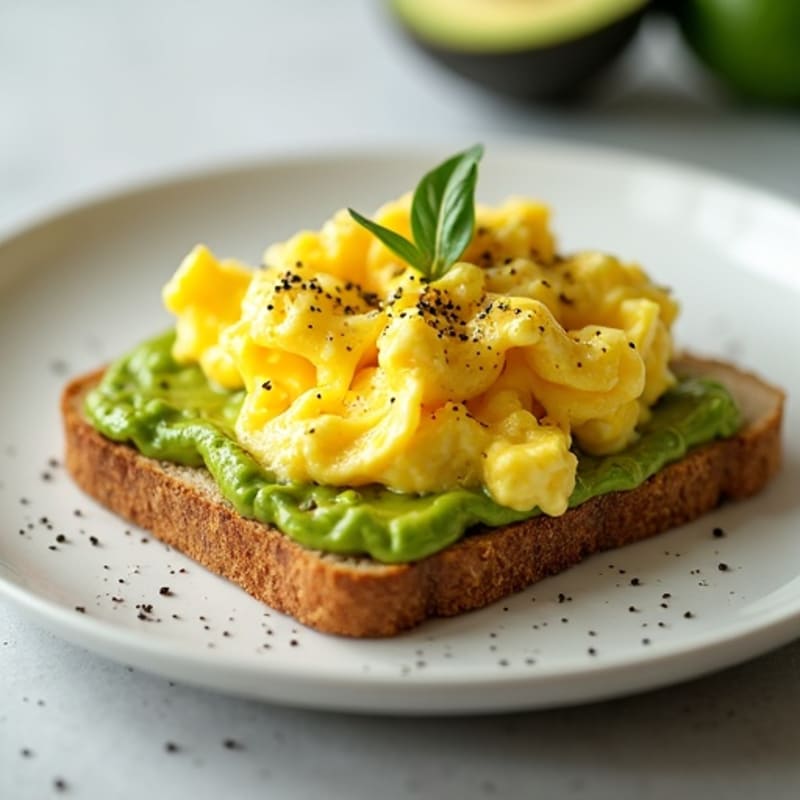 Creamy Scrambled Eggs with Avocado Toast