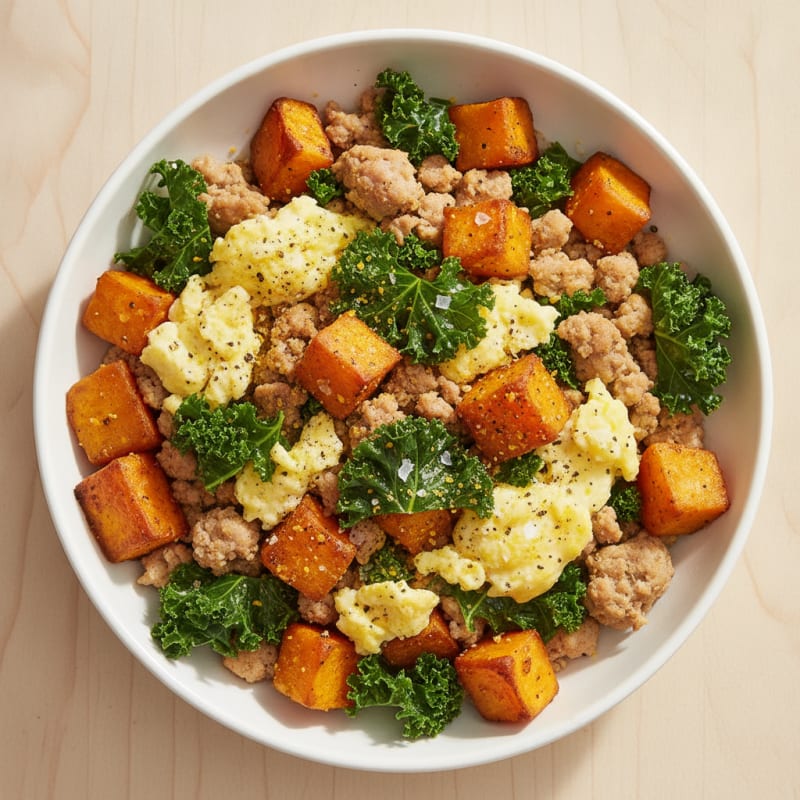 Savory Breakfast Bowl with Roasted Sweet Potatoes