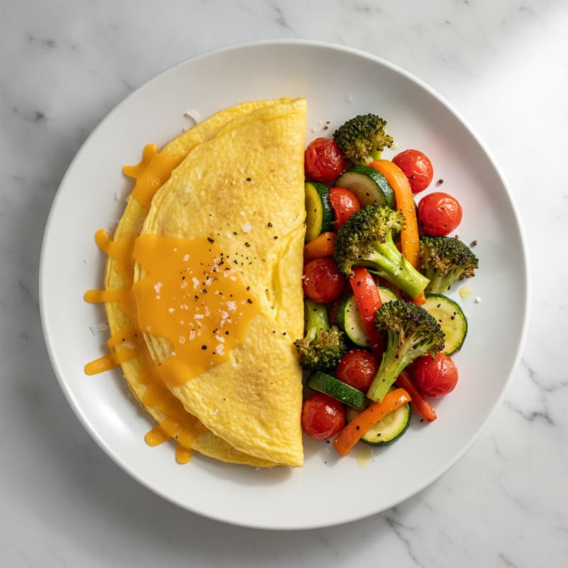 Cheddar Omelette with Roasted Vegetables