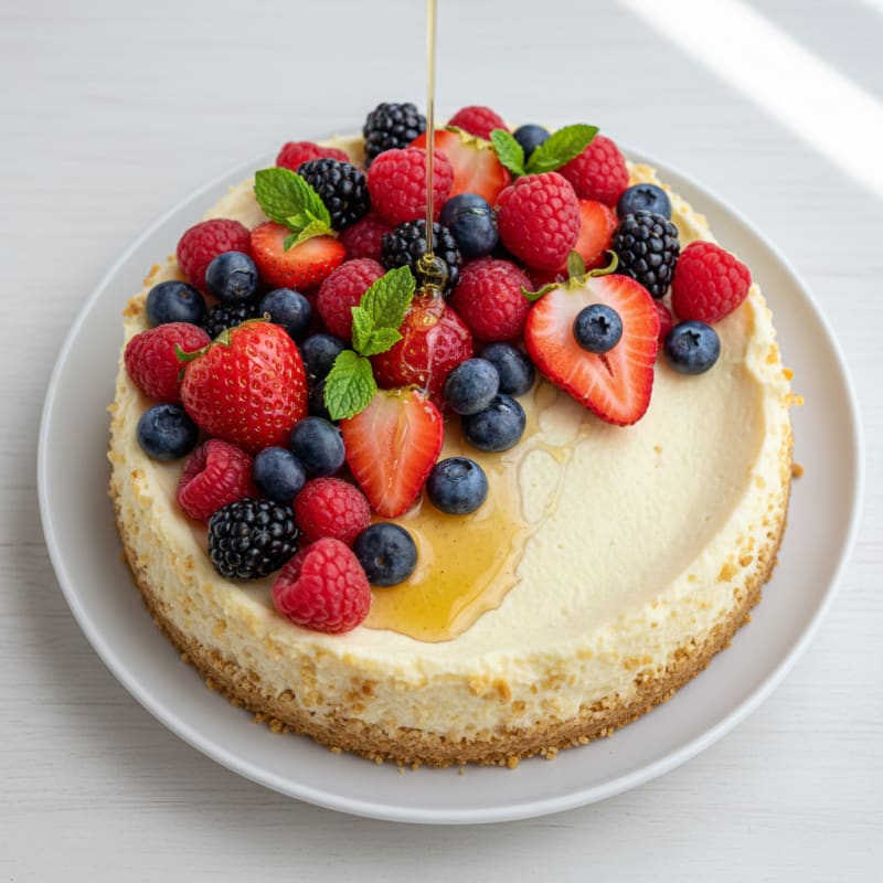 Greek Yogurt Protein Cheesecake with Fresh Berries