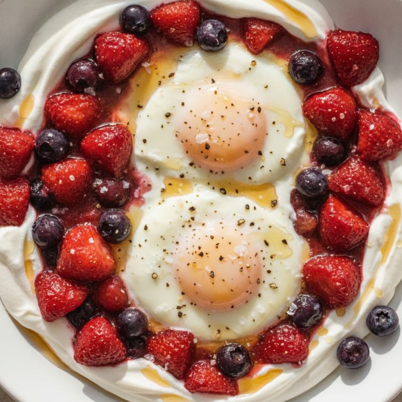 Baked Eggs with Roasted Berries