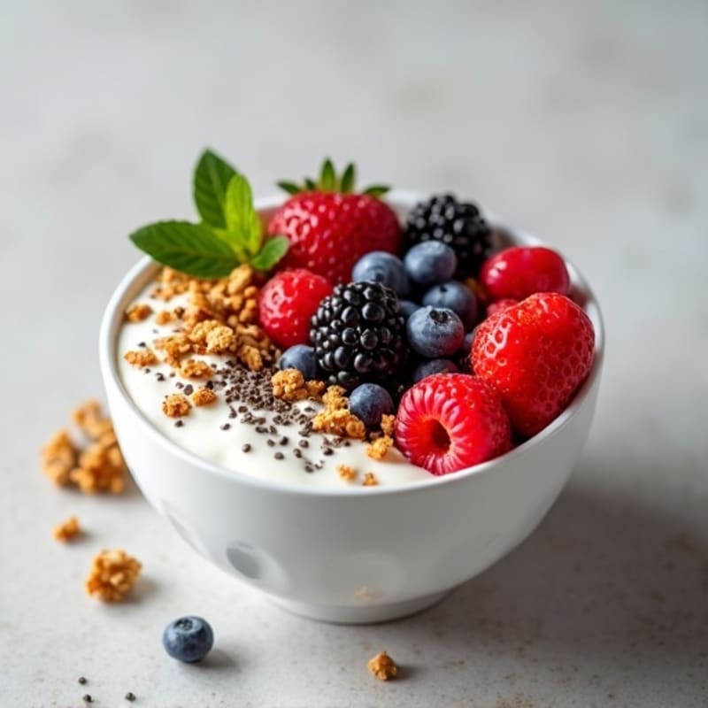 Creamy Greek Yogurt Bowl with Fresh Berries and Crunchy Granola