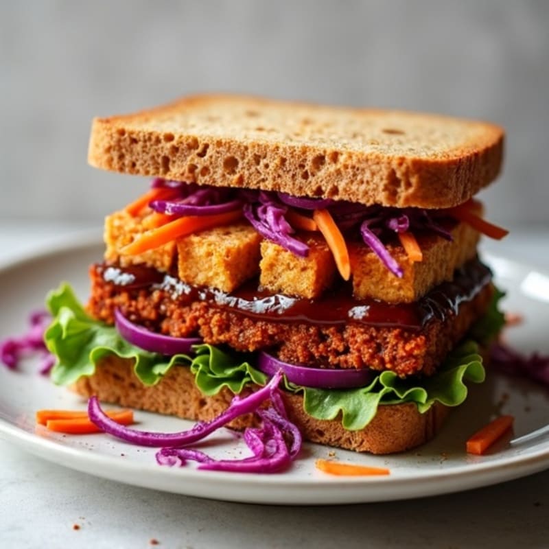 Smoky Tempeh BBQ Sandwich with Fresh Slaw