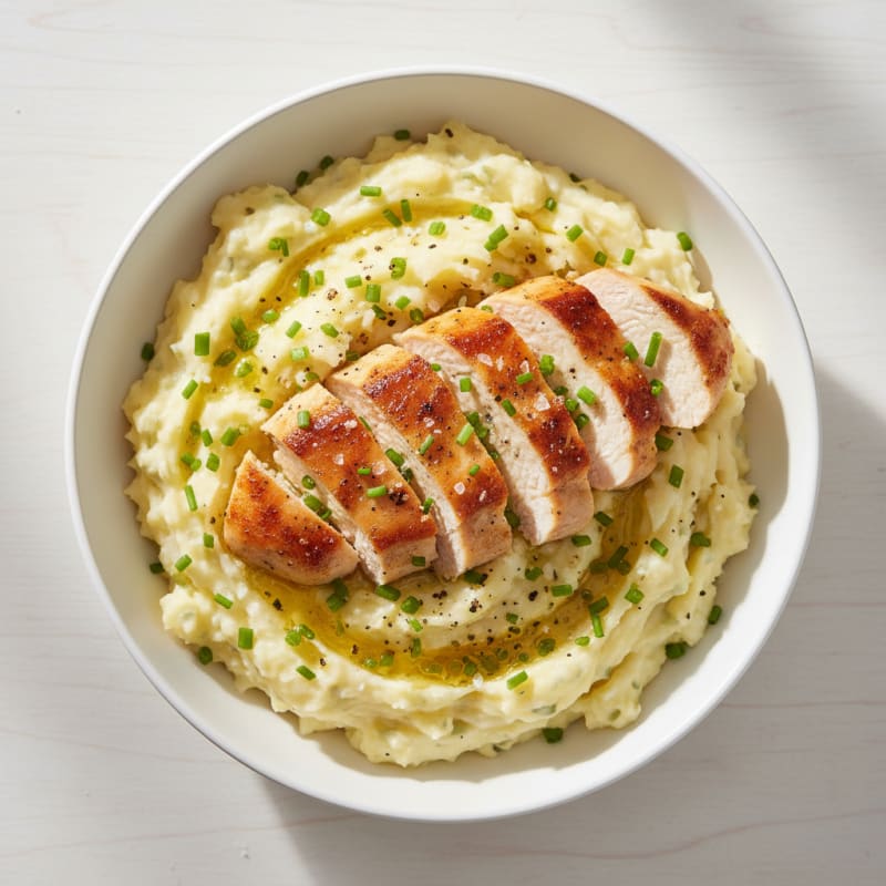 Garlic Parmesan Mashed Potato & Chicken Bowl