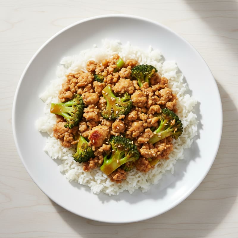 Ground Turkey and Broccoli Stir-Fry with Basmati Rice