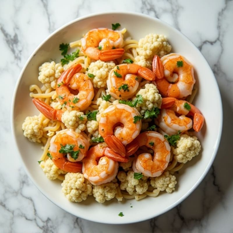 Cajun Shrimp with Creamy Roasted Cauliflower Pasta