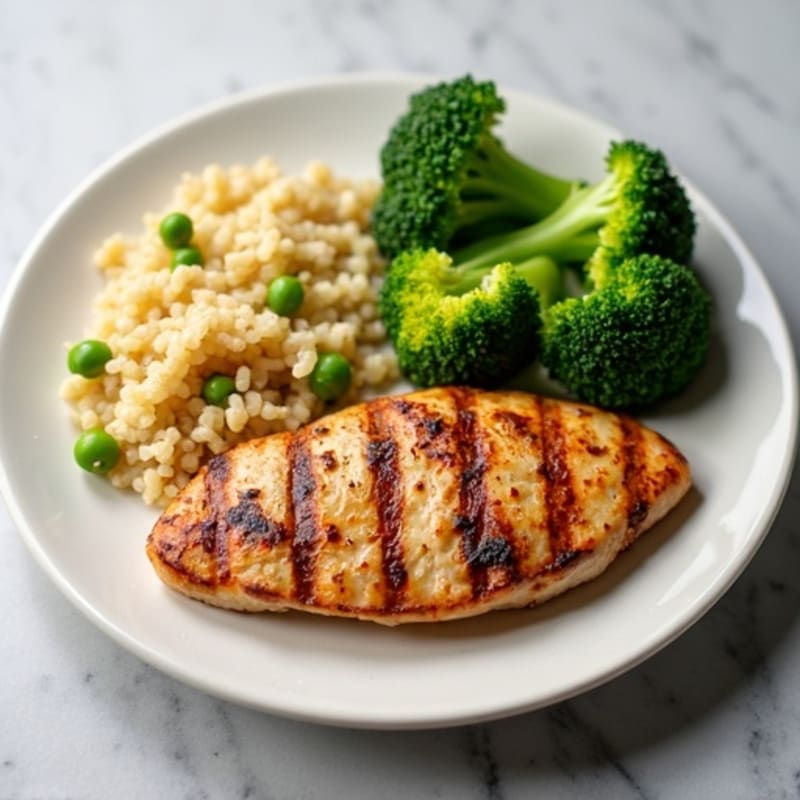 Grilled Chicken Breast with Quinoa and Steamed Broccoli
