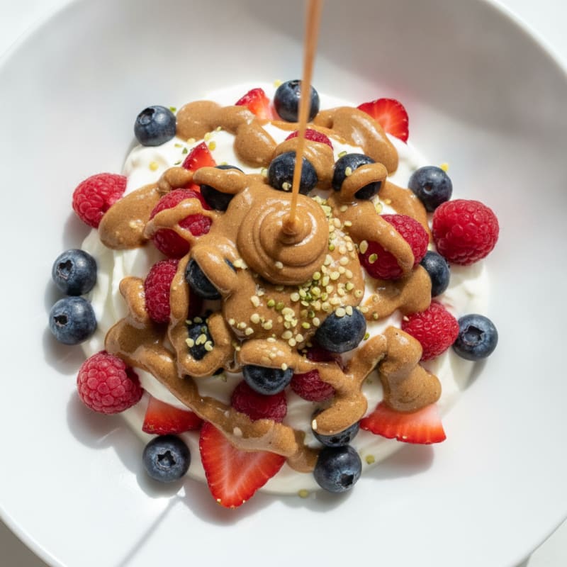 Greek Yogurt Parfait with Mixed Berries and Almond Butter