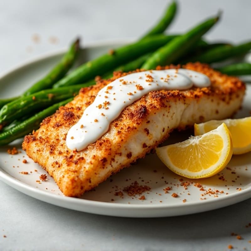 Crispy Cajun Blackened Catfish with Roasted Green Beans