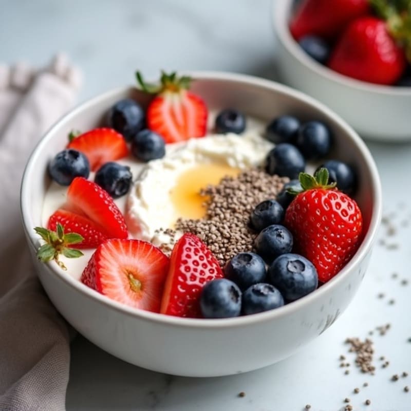 Cottage Cheese Berry Bowl with Chia Seeds