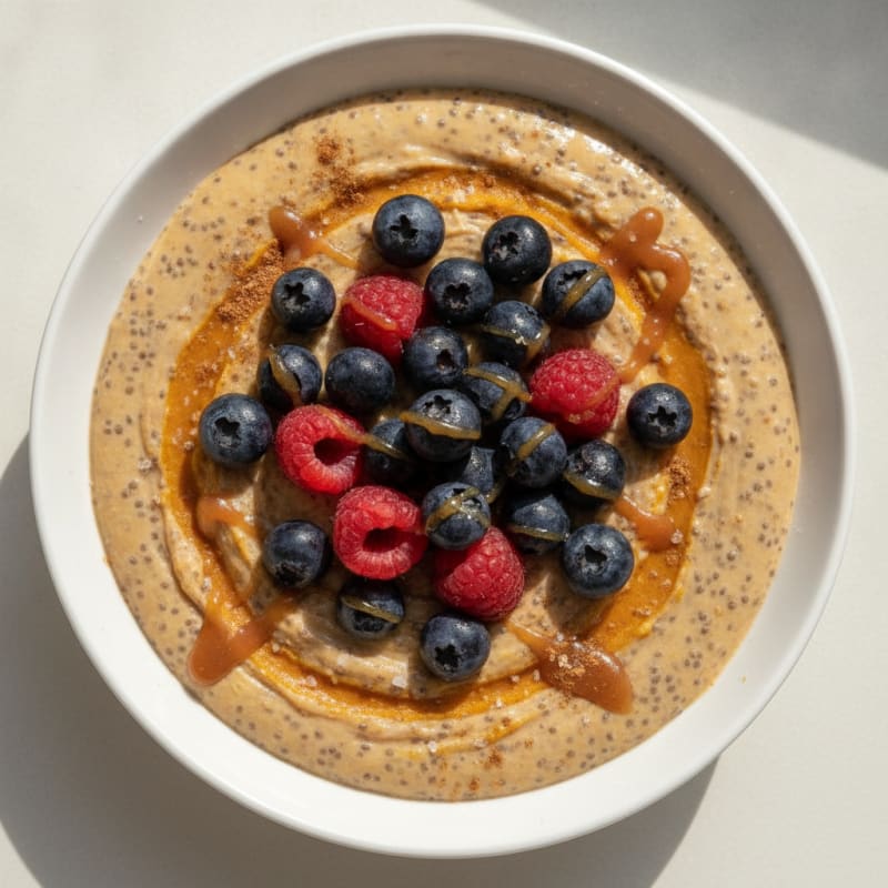 Sweet Potato Chia Pudding with Fresh Berries