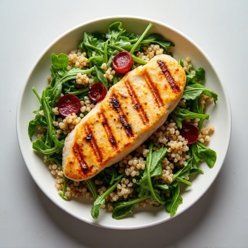 Grilled Chicken Breast with Mixed Greens and Quinoa