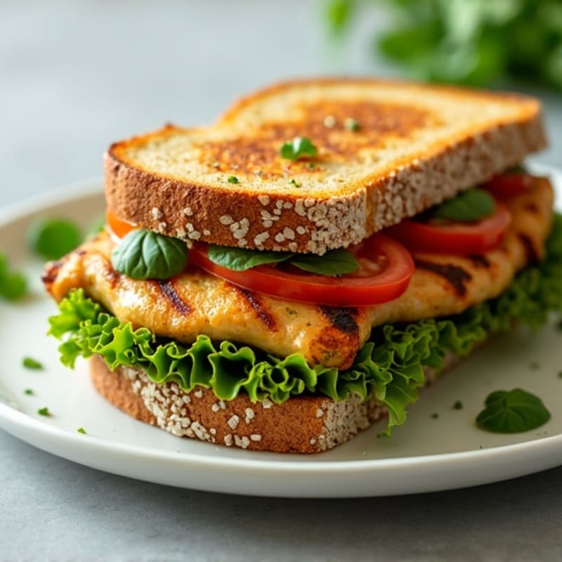 Grilled Pesto Chicken Sandwich with Fresh Greens