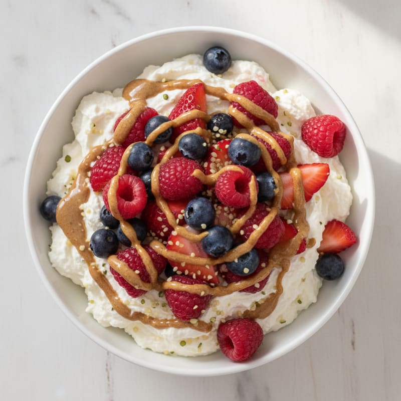 Greek Yogurt Protein Mousse with Mixed Berries