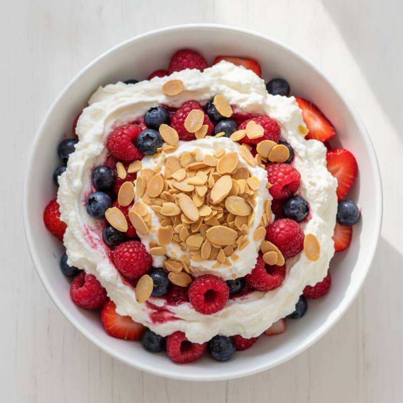 Greek Yogurt Protein Parfait with Mixed Berries and Almonds